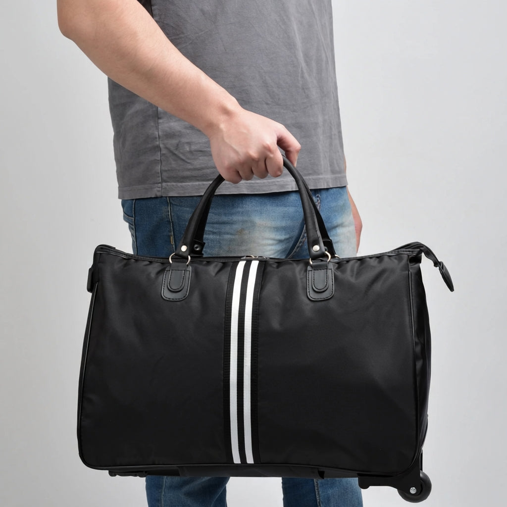 Duffle foldable luggage traveling bag roller weekend travel bag with wheel