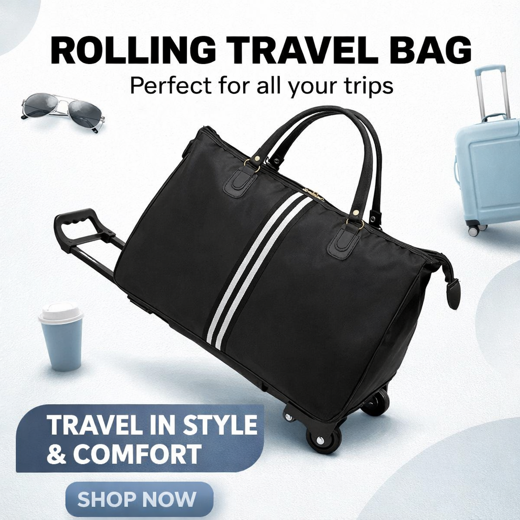 Duffle foldable luggage traveling bag roller weekend travel bag with wheel