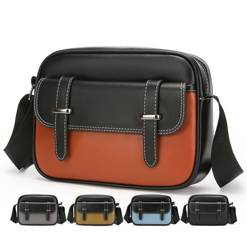 Trendy Men's PU Crossbody Shoulder Bag Small Multi-Compartment- Water Resistance